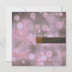 Bokeh Glam Lila Grau & Gold Geburtstagsfeier Einladung