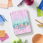 Bokeh Glitzer & farbenfrohe Blume Bouquet iPad Pro Hülle<br><div class="desc">Rosa und minzgrün Glitzer mit farbenfrohen Aquarellbouquet in Bukett. Benutzerdefiniertes Monogramm.</div>