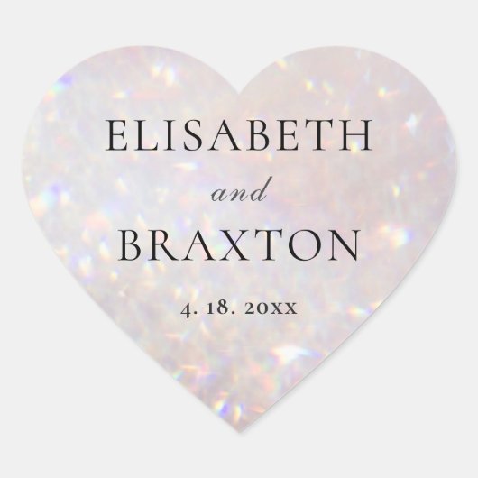 Bokeh Glitzer Sparkle Pearl Wedding Herz-Aufkleber (Vorderseite)