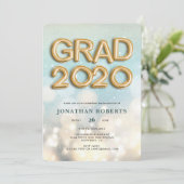 Bokeh Gold Foil Grad 2020 Einladung (Stehend Vorderseite)