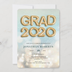 Bokeh Gold Foil Grad 2020 Einladung