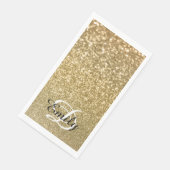 Bokeh Gold Glitzer Black and White Monogram Serviette (Ecke)