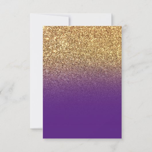 Bokeh Gold Glitzer Royal Lila Ombre Save The Date (Rückseite)