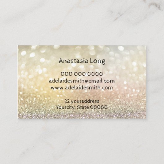 Bokeh Gold, Lotus Blume Yoga Instructor Business Visitenkarte (Rückseite)