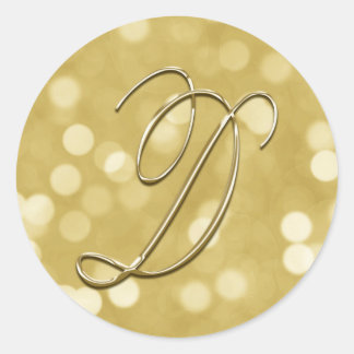 Bokeh Gold Monogram D Umschlag Aufkleber