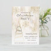 Bokeh Gold Schneeflocken Weihnachts-Party Einladung (Stehend Vorderseite)