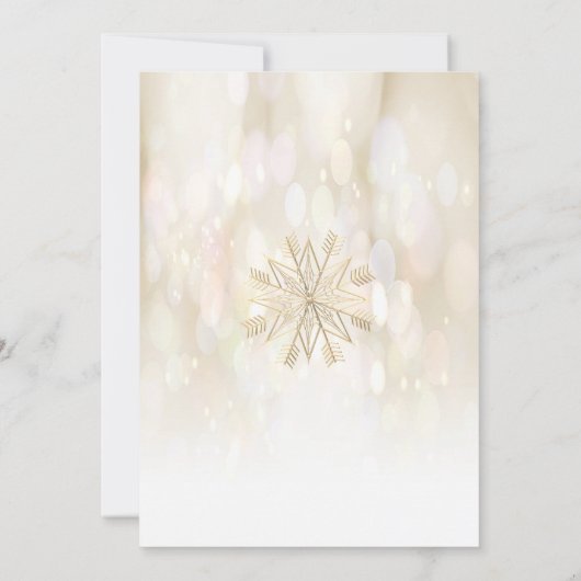 Bokeh Gold Schneeflocken Weihnachts-Party Einladung (Rückseite)
