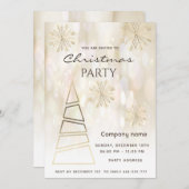 Bokeh Gold Schneeflocken Weihnachts-Party Einladung (Vorne/Hinten)