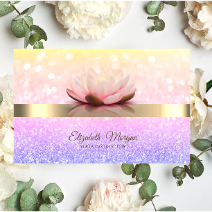Bokeh Gold Streifen Lotosblume Yoga-Lehrerin Visitenkarte