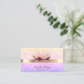 Bokeh Gold Stripe Lotus Blume Yoga Instructor Visitenkarte (Stehend Vorderseite)