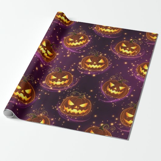 Bokeh Halloween | Leuchtender Jack-O’ Lantern (2) Geschenkpapier (Ungerollt)