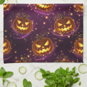 Bokeh Halloween | Leuchtender Jack-O’ Lantern (2) Geschirrtuch (Gefaltet)