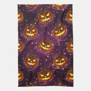 Bokeh Halloween   Leuchtender Jack-O’ Lantern (2) Geschirrtuch