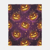 Bokeh Halloween | Leuchtender Kürbis (2) Fleecedecke (Vorderseite)
