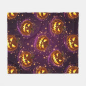 Bokeh Halloween | Leuchtender Kürbis (2) Fleecedecke (Vorderseite (Horizontal))