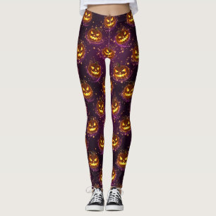 Bokeh Halloween   Leuchtender Kürbis (2) Leggings