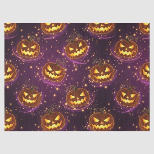 Bokeh Halloween | Leuchtender Kürbis (2) Seidenpapier (Vorderseite)