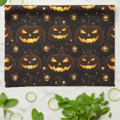 Bokeh Halloween | Leuchtender Kürbis (3) Geschirrtuch (Gefaltet)
