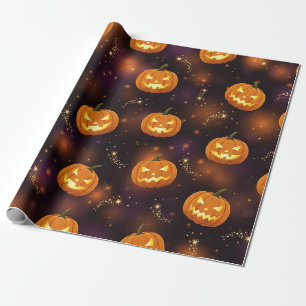 Bokeh Halloween Leuchtender Kürbis (4) Geschenkpapier