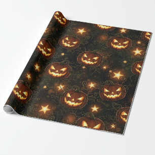 Bokeh Halloween Nahtlos Leuchtende Kürbislaterne Geschenkpapier