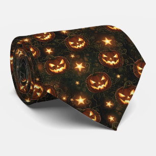 Bokeh Halloween Nahtlos Leuchtender Kürbislatern Krawatte