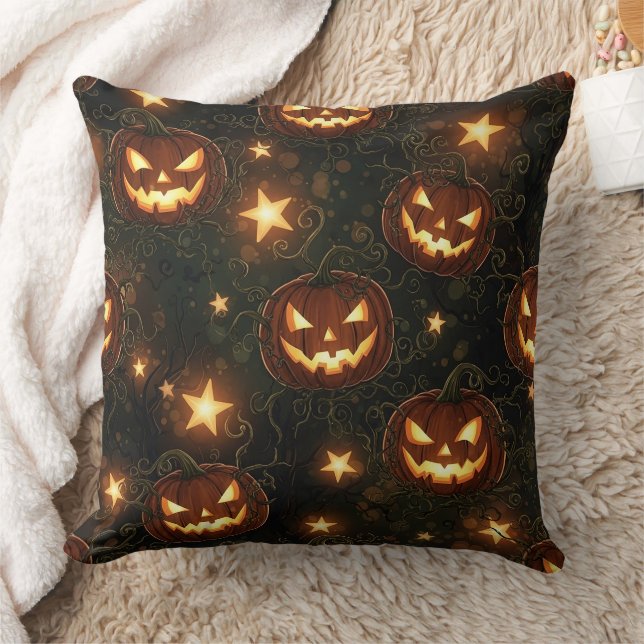 Bokeh Halloween Seamless | Glowing Jack-O’ Lantern Kissen (Decke)