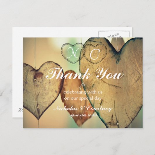 Bokeh Hearts Dankeschön Card Postkarte (Vorne/Hinten)