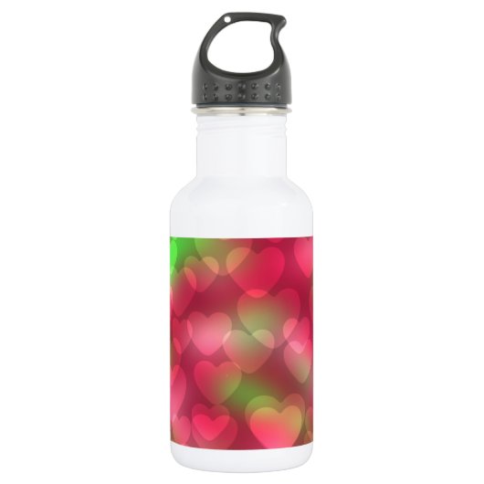 Bokeh Hearts Pink und Green Trinkflasche (Vorderseite)