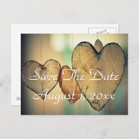 Bokeh Hearts Save the Date Ankündigungspostkarte (Vorne/Hinten)