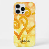 Bokeh Hintergrund Gold Linked Heart Monogram iPhone Hülle (Rückseite)