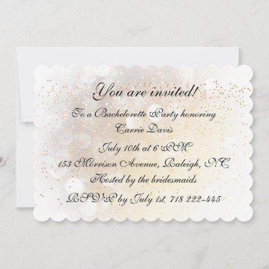 Bokeh-Junggeselinnen-Abschied Einladung (Vorderseite)