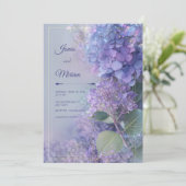 Bokeh Lavender Hydrangea Ethereal Gold Frame Einladung (Stehend Vorderseite)
