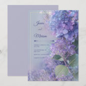 Bokeh Lavender Hydrangea Ethereal Gold Frame Einladung (Vorne/Hinten)