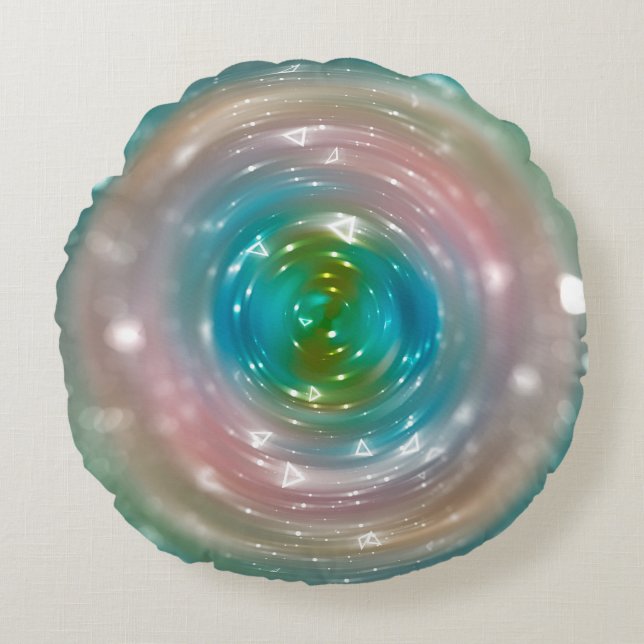 Bokeh-Licht, schimmerndes, verschwommenes Fleckenl Rundes Kissen (Vorderseite)