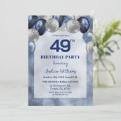 Bokeh-Lichter 49 Glitzerballons Geburtstagsfeier Einladung (Stehend Vorderseite)