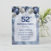 Bokeh-Lichter 52. Glitterballons Geburtstagsfeier Einladung (Stehend Vorderseite)