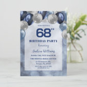 Bokeh-Lichter 68th Glitzerballons Geburtstagsfeier Einladung (Stehend Vorderseite)