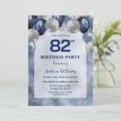 Bokeh-Lichter 82. Glitterballons Geburtstagsfeier Einladung (Stehend Vorderseite)
