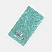 Bokeh Light Aquamarin Glitzer Personalisiert Monog Serviette (Ecke)