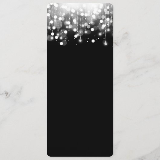 Bokeh Lights Black and White Menu Menükarte (Rückseite)