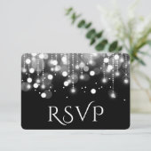 Bokeh Lights Black and White UAWG RSVP Karte (Stehend Vorderseite)