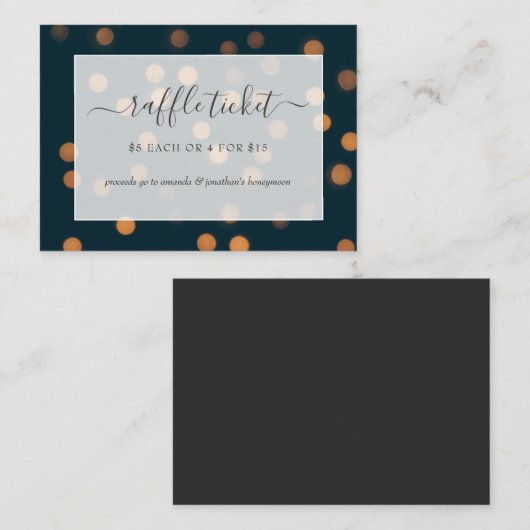 Bokeh Lights Brautparty Raffle Ticket Begleitkarte (Vorne/Hinten)