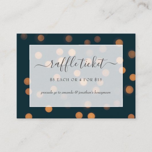 Bokeh Lights Brautparty Raffle Ticket Begleitkarte (Vorderseite)
