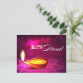 Bokeh Lights Diwali Lamp Postkarte (Stehend Vorderseite)