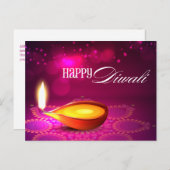 Bokeh Lights Diwali Lamp Postkarte (Vorne/Hinten)