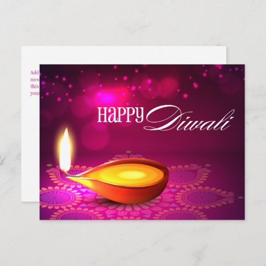 Bokeh Lights Diwali Lamp Postkarte (Vorne/Hinten)