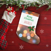 Bokeh Lights Festive Personalizable Kleiner Weihnachtsstrumpf