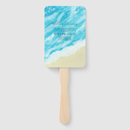 Bokeh Lights Modern Beach Wedding Fächer (Rückseite)