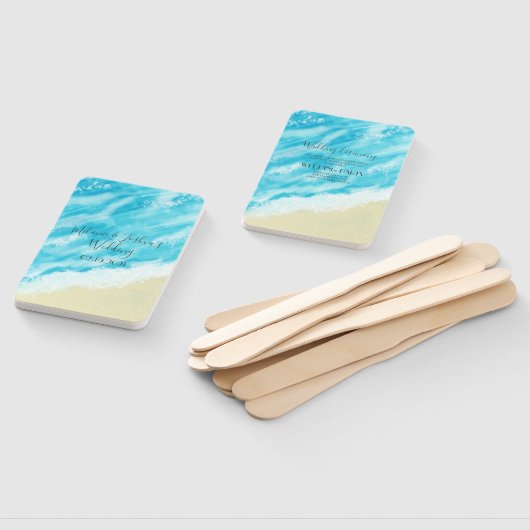 Bokeh Lights Modern Beach Wedding Fächer (Non-assembled)