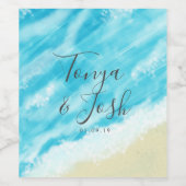 Bokeh Lights Modern Beach Wedding Weinetikett (Einzelnes Label)